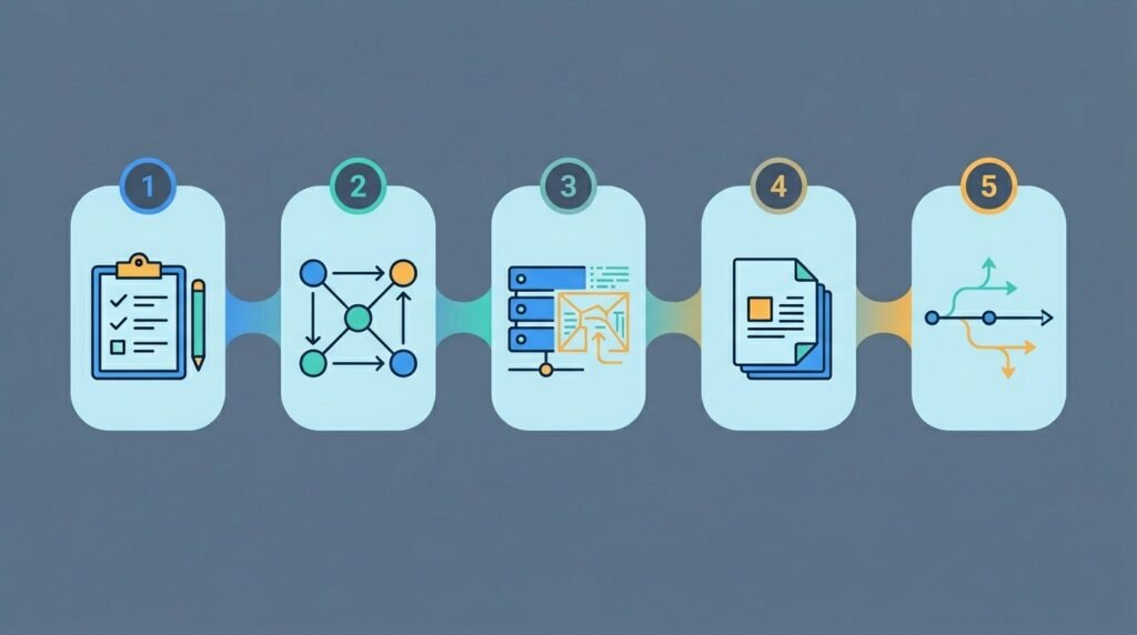 Five-stage API design lifecycle from planning to versioning