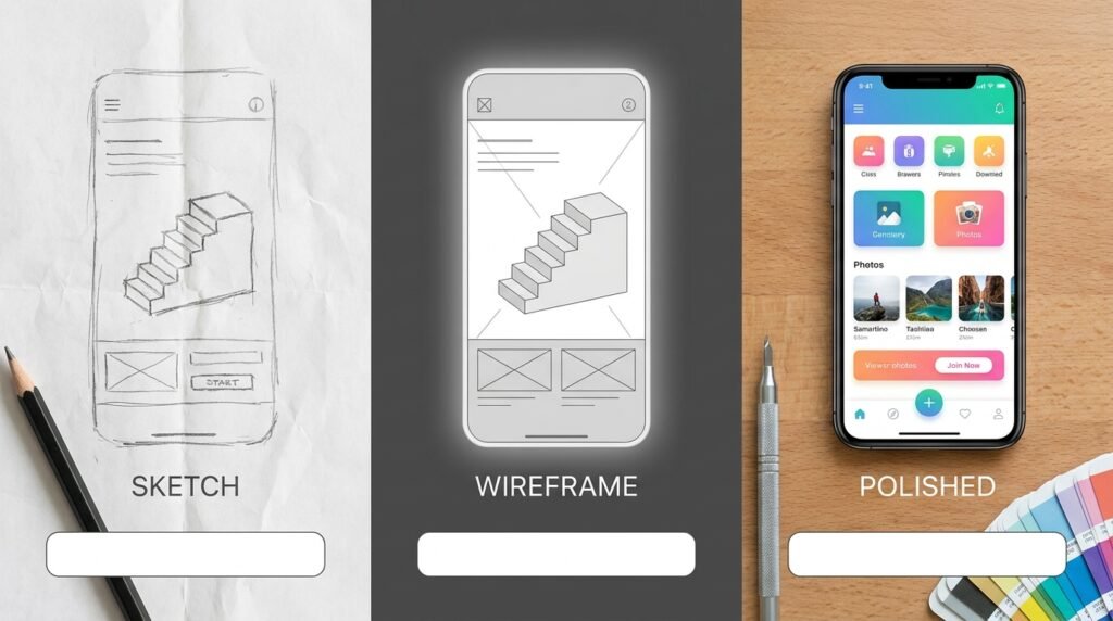 Low-fidelity vs medium vs high-fidelity prototypes