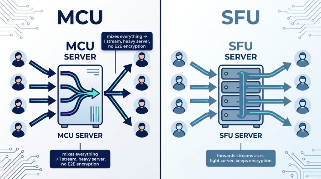 SFUs vs. MCUs in modern video conferencing