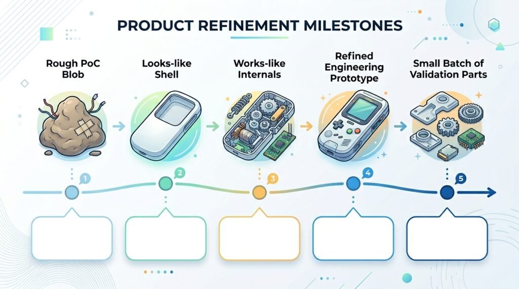 What are the stages of physical prototyping
